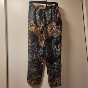 J. CREW 100% silk Paisley Pants 4 Resort Relaxed Casual Quiet Luxury